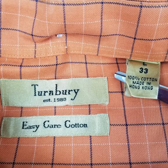 Turnbury Coral Blue Cream Men's Button  Down Shirt Size Large 33 - Picture 3 of 3